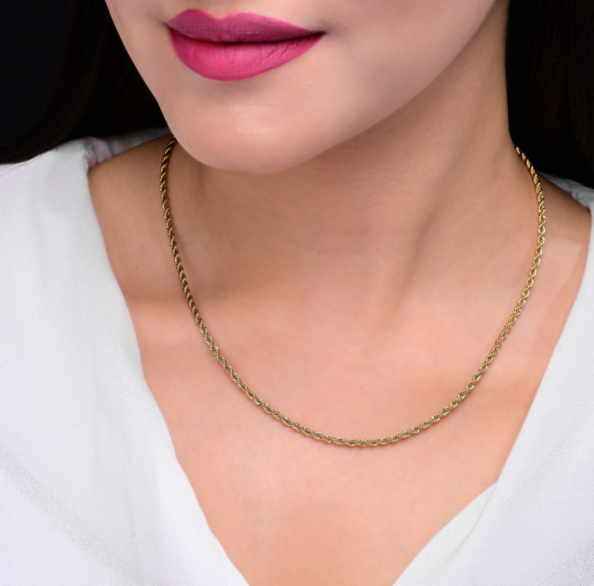 Picture of Rofe Stainless Steel Chain Necklace For Woman - Gold