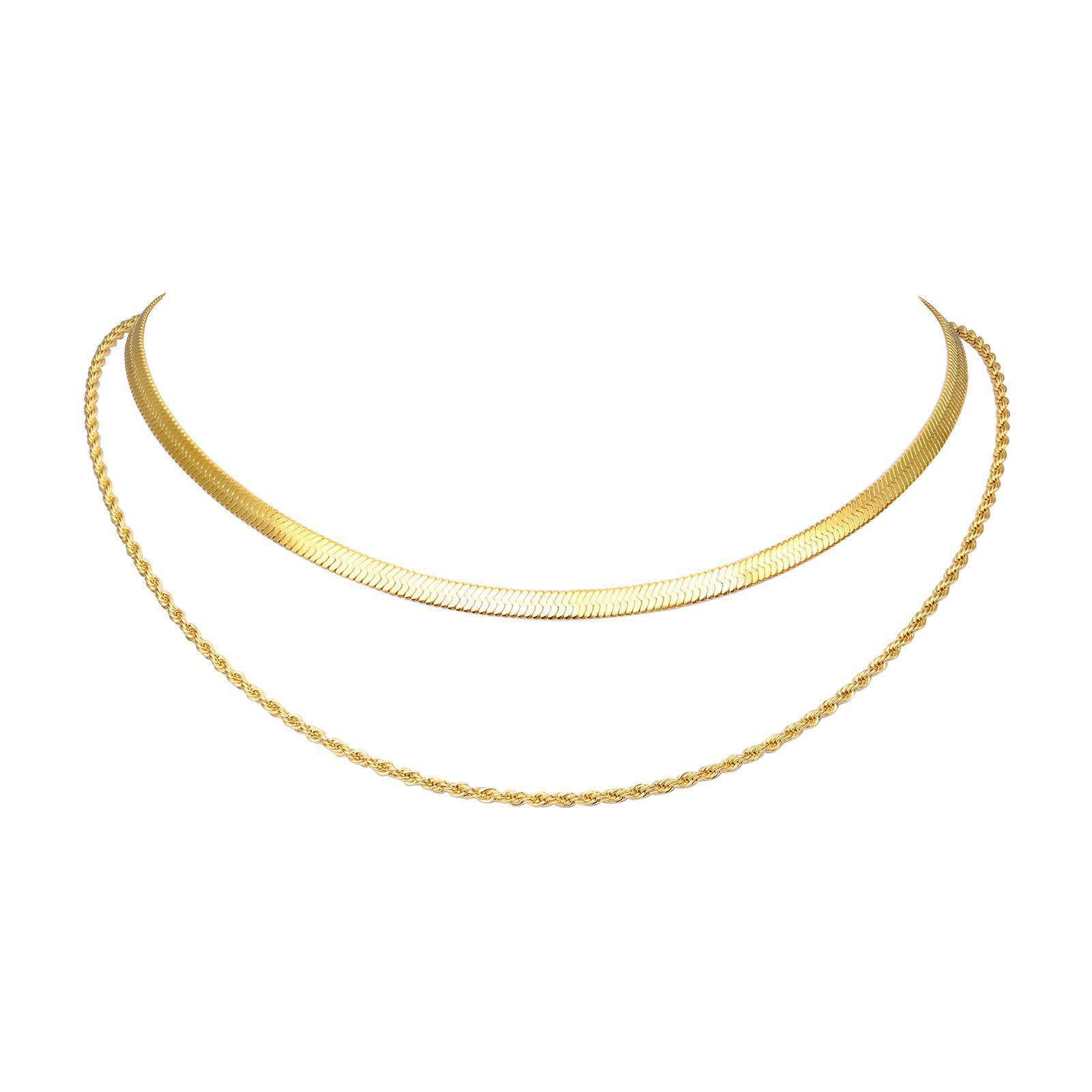 Picture of Double Layer Shiny Zirconia Crystal Lucky Necklace For Women - Silver