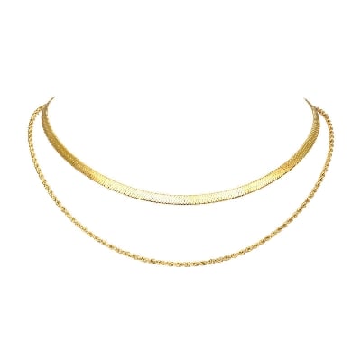 Picture of Double Layer Shiny Zirconia Crystal Lucky Necklace For Women - Silver