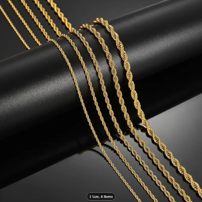 Picture of Fashion Woman Stainless Steel Rofe Necklace - Gold
