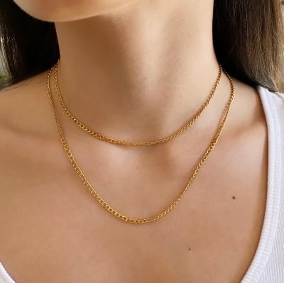 Picture of Simple Steel Necklace Fashionable- Necklace For Women - Gold