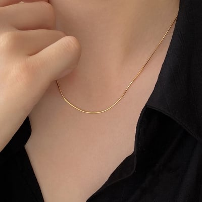 Picture of Round Snake Chain Necklace For Women and Girls - Gold