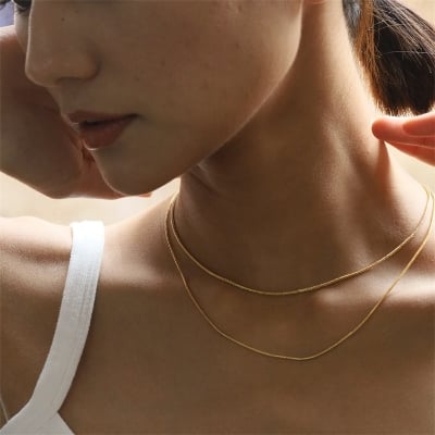 Picture of Round Snake Chain Necklace For Women and Girls - Gold