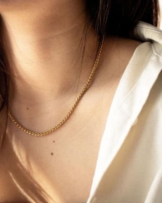 Picture of Round Box Chain Necklace For Women/Girls - Gold