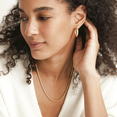 Picture of Round Box Chain Necklace For Women/Girls - Gold