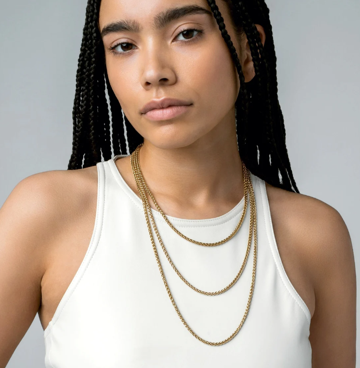 Picture of Round Box Chain Necklace For Women/Girls - Gold