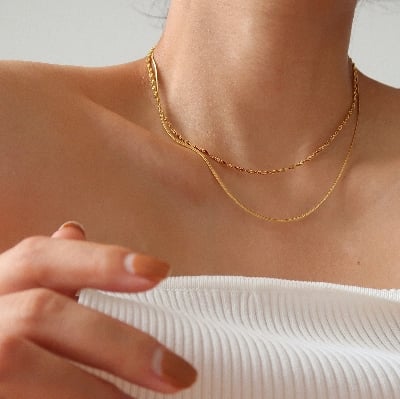 Picture of Fashionable Necklace Chain Necklace Link Punk For Women - Gold