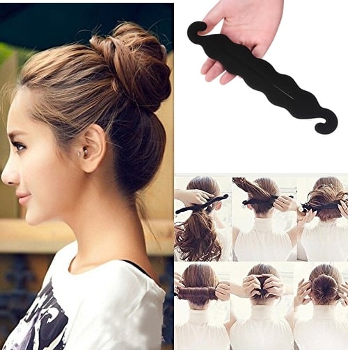 Picture of Magic Meatball Head Donut Sponge Hair Styling, Quick Messy Bun for Women (Black) - Black