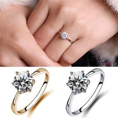 Picture of Hot Zircon Alloy Plated Platinum Zircon Finger Ring