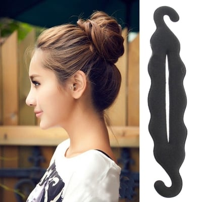 Picture of Magic Meatball Head Donut Sponge Hair Styling, Quick Messy Bun for Women (Black) - Black