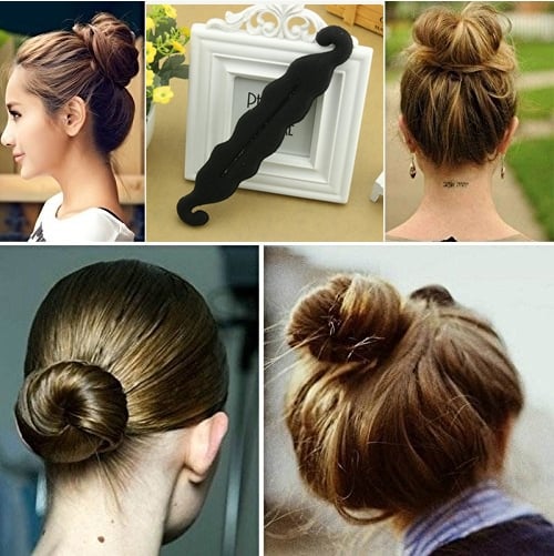 Picture of Magic Meatball Head Donut Sponge Hair Styling, Quick Messy Bun for Women (Black) - Black
