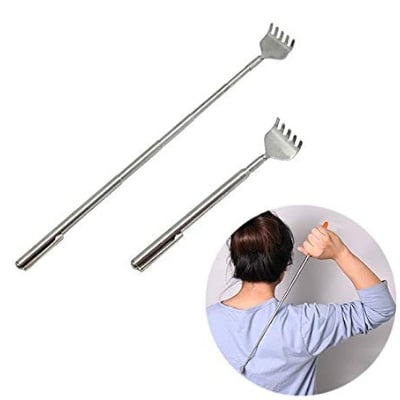 Picture of Adjustable Back Scratcher Stainless Steel Back Massage Telescopic Anti Itch Claw Massager Massage Tools For Elders Health Care - Silver