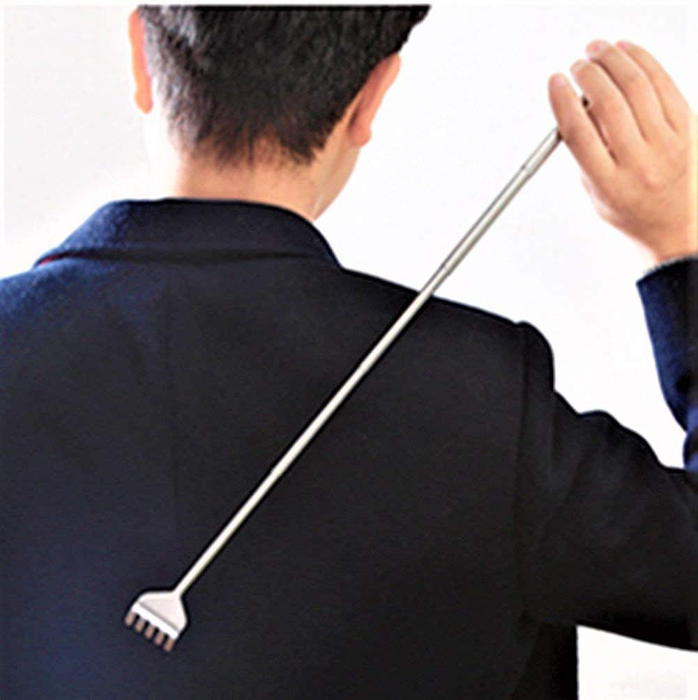 Picture of 1pc Adjustable Back Scratcher, Stainless Steel Back Massage Telescopic Anti Itch Claw Massager, Massage Tools For Elders - Silver