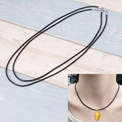 Picture of 2mm Black Leather Cord Necklace with Sterling bick Lobster