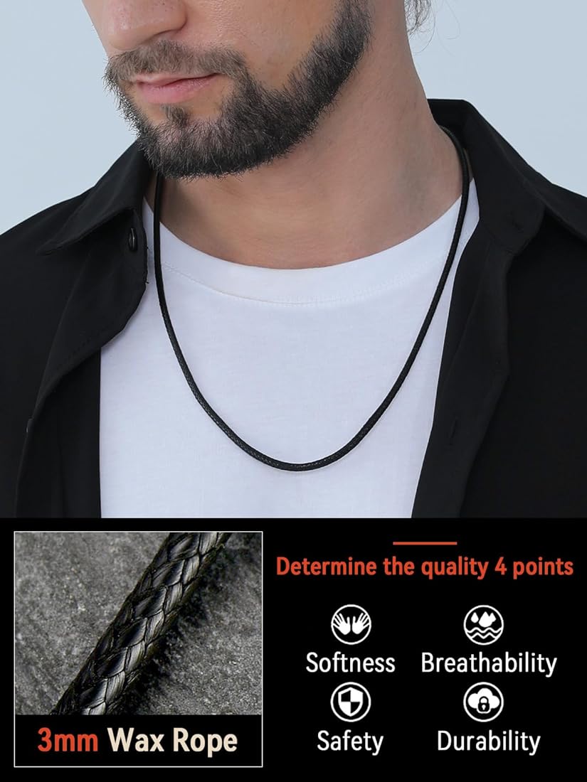 Picture of Black Leather  Chain Necklaces  Lobster - Black