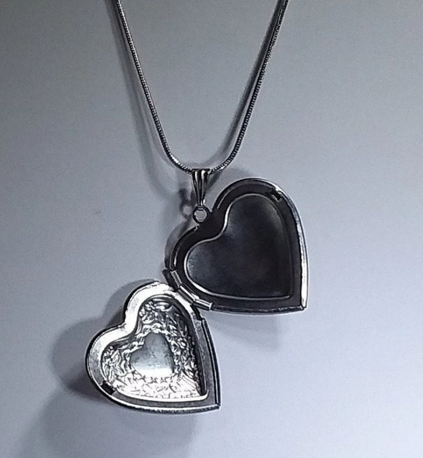 Picture of Photo Farm Heart Necklace- Leather Chain Necklace for Women - Silver