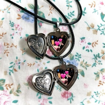 Picture of Photo Farm Heart Necklace- Leather Chain Necklace for Women - Silver