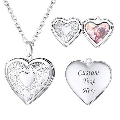 Picture of Vintage Photo Frame Heart Locket Necklace for Women - Silver