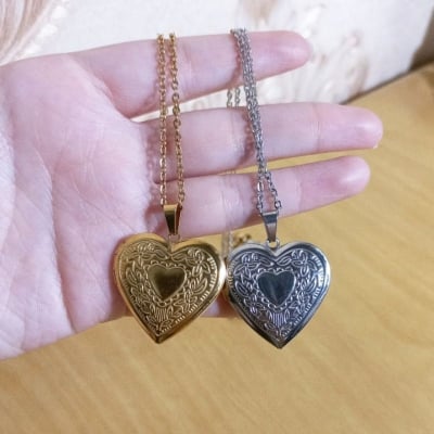 Picture of Vintage Photo Frame Heart Locket Necklace for Women - Silver