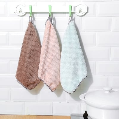 Picture of Cleaning ,Hangable Dish Washing Towels, Quick Dry Thicken Towel Rag Wipe for Kitchen & Bathroom, Pack of-3