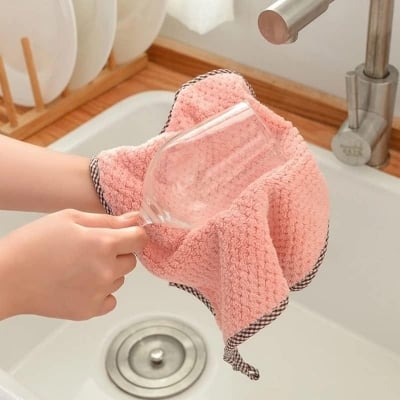 Picture of Cleaning ,Hangable Dish Washing Towels, Quick Dry Thicken Towel Rag Wipe for Kitchen & Bathroom, Pack of-3