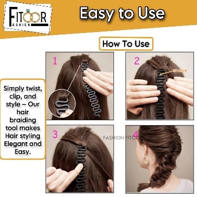 Picture of Fashion Women's Braided Hair Device Queue Simple Tools Bun - Black
