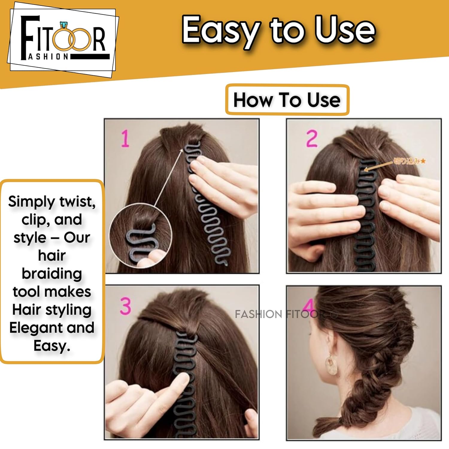 Picture of Hair Styling Tool Magic French Twist Braiding Maker Roller Stick Bun Maker Stick - Black