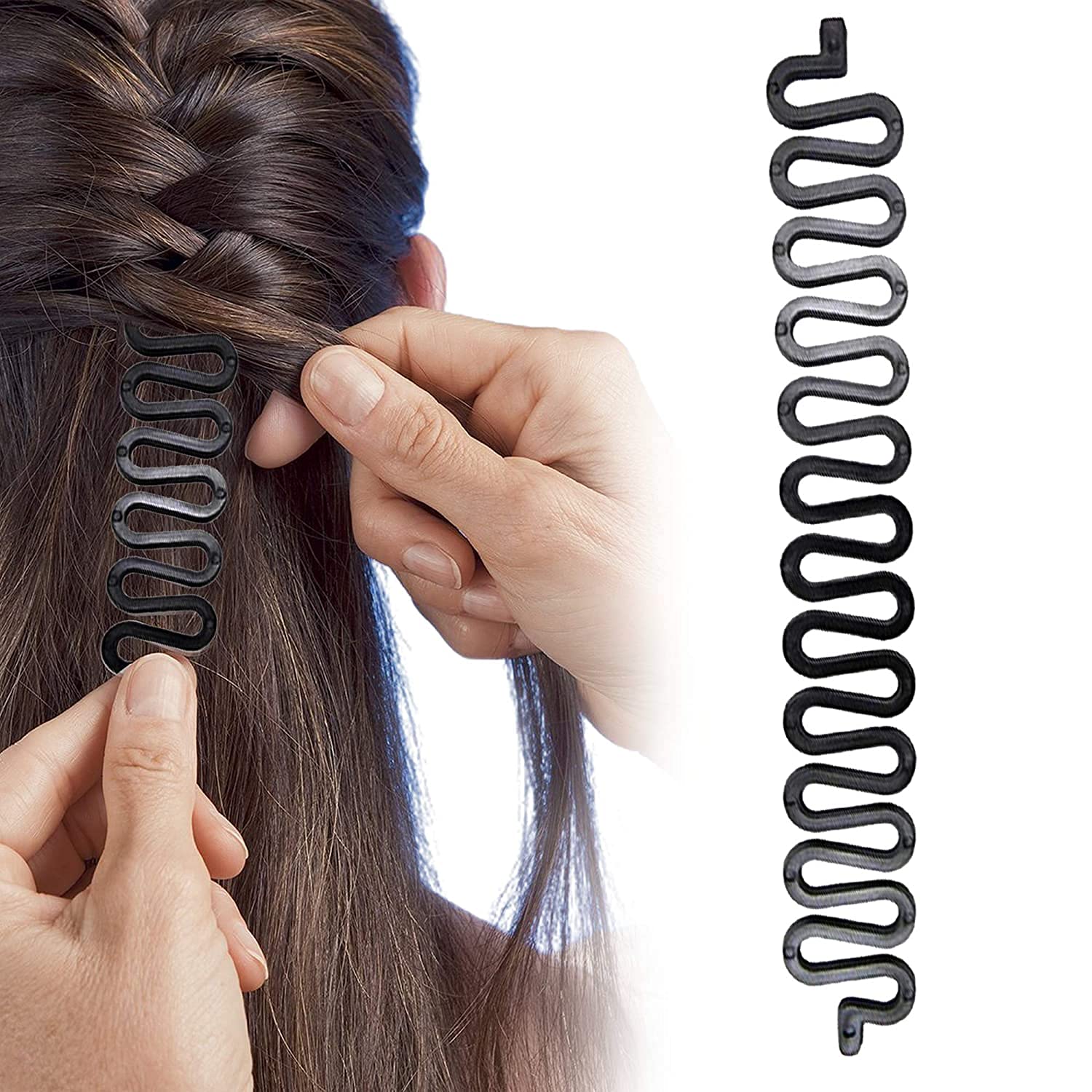 Picture of Fish Bone Hair Braiding  Braid Tool Roller Magic Twist Styling Bun Maker 1 Pc - Black