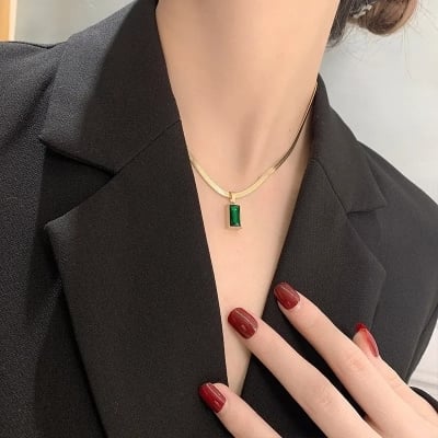 Picture of Fashion  Black/Blue Color Pendant Necklace For Women Luxury Design Chain For Girls - Gold