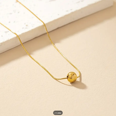 Picture of Fashionable Ball Necklace For Women/ Girl - Gold