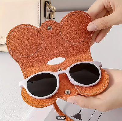 Picture of New PU Glasses Bag Portable Glasses Case Protective Cover Cute Glasses Clip Female Simple Glasses Bag - Brown