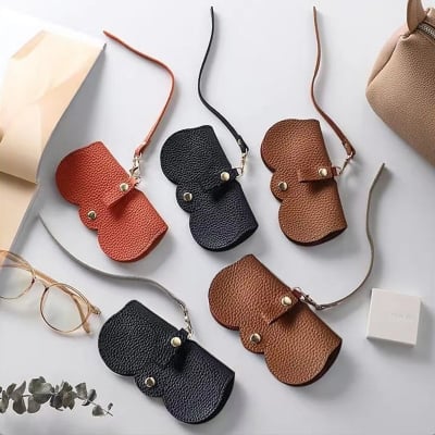 Picture of Embossed PU Leather Sunglasses Storage Bag - Portable Travel Eyewear Holder - Ideal Gift Choice