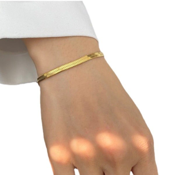 Picture of Fashionable Snake Chain Bracelet For Women- 1 PCS - Gold