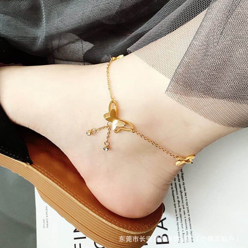 Picture of Charming Butterfly Anklet for Women - Gold