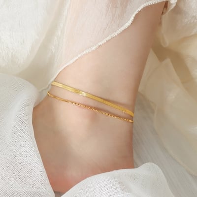 Picture of Stylish Foot Snake Chain Payel For Women's Anklet - Gold