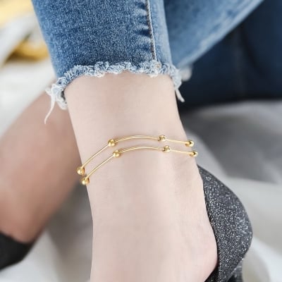 Picture of Chain with Simple Chain Anklet For Women & Girls - Gold