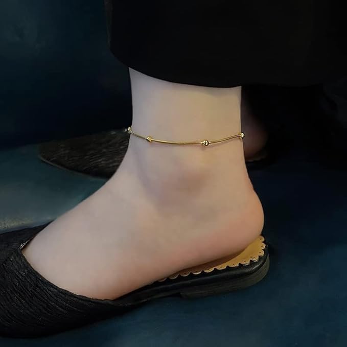 Picture of Chain with Simple Chain Anklet For Women & Girls - Gold