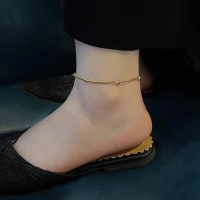 Picture of Chain with Simple Chain Anklet For Women & Girls - Gold