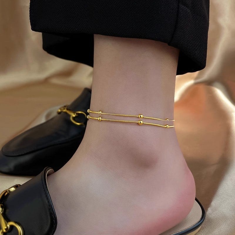 Picture of Chain with Simple Chain Anklet For Women & Girls - Gold