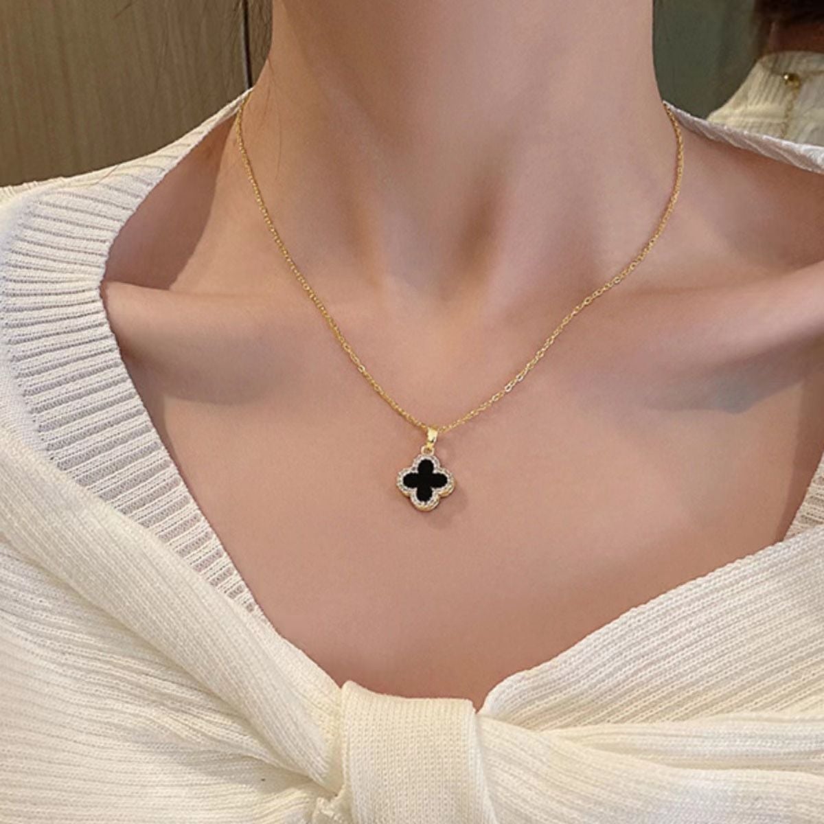 Picture of Fashion Sweet Stone Droplets Chain Necklace for Women - Gold