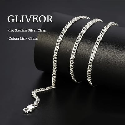 Picture of Fashion stylish Chain for Men Platinum Plated Silver Chain - Silver