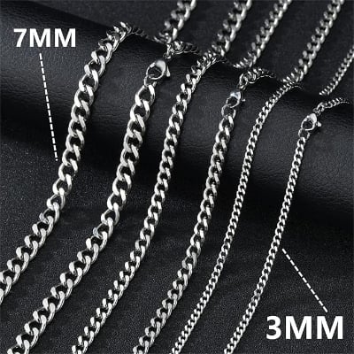 Picture of Fashion stylish Chain Stainless Steel Neck Chain for Men and Boys - Silver