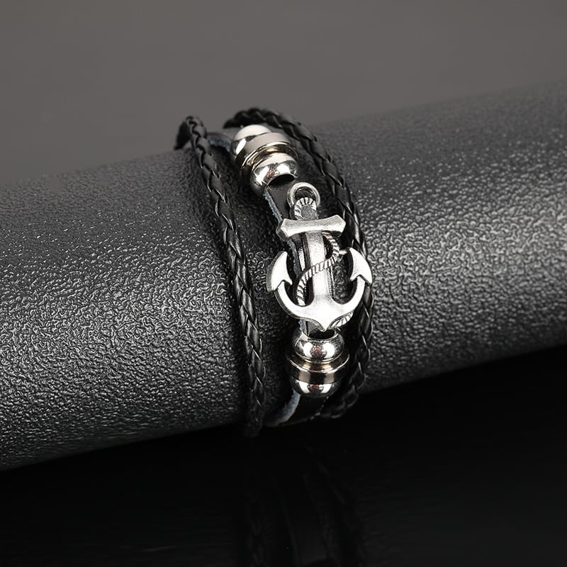 Picture of Fashionable Anchor China New Bracelet For Men - Black