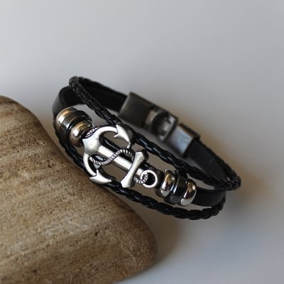 Picture of Fashionable Anchor China New Bracelet For Men - Black