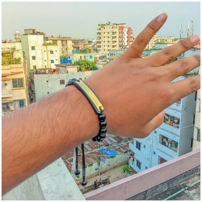 Picture of new Cord Pearl Bracelet For Men - Black & Golden