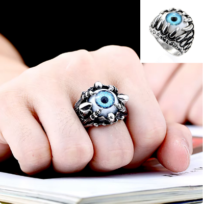 Picture of Vintage Monster with Eye Rings Men Tooth Ring - Silver