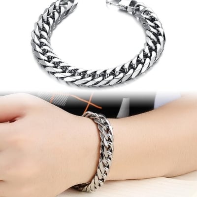 Picture of Men's Silver Flat Curb Chain Bracelet - Silver