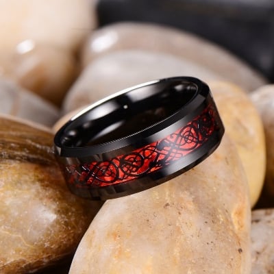 Picture of Men's Fashion Romantic Stainless Steel Ring - Red Redium