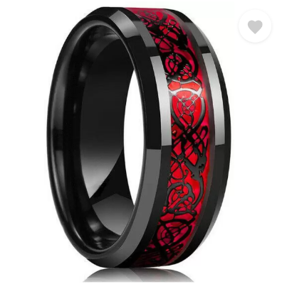 Picture of Men's Fashion Romantic Stainless Steel Ring - Red Redium