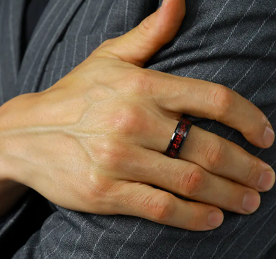 Picture of Radium Stainless Steel Sterling Finger Ring For Men - Red Redium